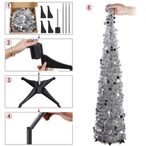 Nuovi prodotti per 2024 pieghevole Pop Up artificiale decorativo argento albero di natale - Product Image 2