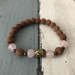 Sn0851 3 cái/bộ Thạch Anh Hồng Mala Phụ Nữ Thiền Phật Giáo Đồ Trang Sức Rudraksha Mala Vòng Đeo Tay Quà Tặng - Product Image 5
