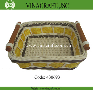 Joli petit panier de rangement multifonction écologique tissé en rotin naturel poignée en bambou durable panier à pain à usage quotidien en boîte - Product Image 6