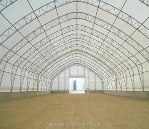 Marco de espacio de acero prefabricado, cubierta de techo de tela para Hangar de avión arqueado