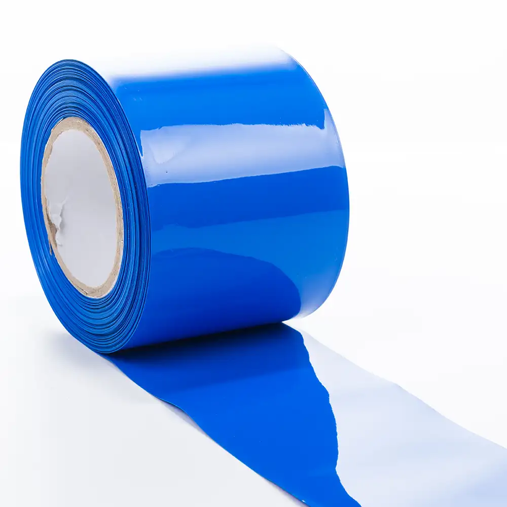 50mm Lay-di Larghezza piatto PVC Calore Del Tubo Termoretraibile Wrap Calore Termoretraibile Maniche Blu per 2x18650 Batteria