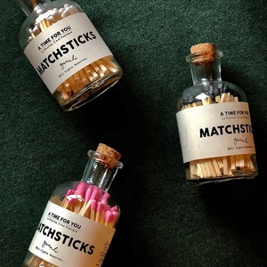 long wooden matches in bottle with label matches jar with match striker paper