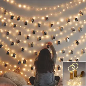 Wonderful LED โคมไฟห้องนอนตกแต่ง Fairy Light 10/20 leds แบตเตอรี่ดำเนินการภาพคลิป String ไฟ