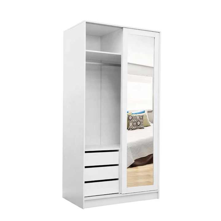 Latest Design Good Quality Bedroom  Wooden Sliding Door Wardrobe Cabinet Closet with Mirror