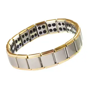 Bracelet magnétique pour l'arthrite, bijou élastique en acier inoxydable 80g, 40mm, côté doré, Germanium