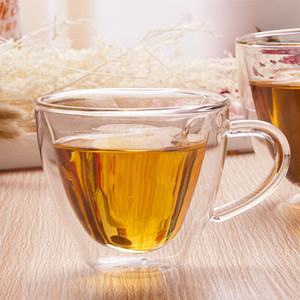 Sap Beker Doorzichtige Glazen Koffiemok Ontbijtbeker <span class=keywords><strong>Love</strong></span> Cup Hartvormige Dubbele Wand Glas Hoge Borosilicaatglas Creatieve 100Pcs - Product Image 1