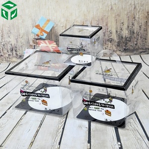 Kotak kue tampilan plastik bening kemasan murah kecil kotak permen pernikahan kertas karton disesuaikan folder kertas dilapisi Modern - Product Image 3