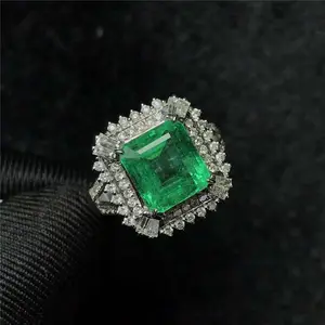 Hot Sale SGARIT Mewah Berkualitas Tinggi 18K Emas Berlian 3.05ct Alami Green Emerald Cincin Batu Permata Perhiasan