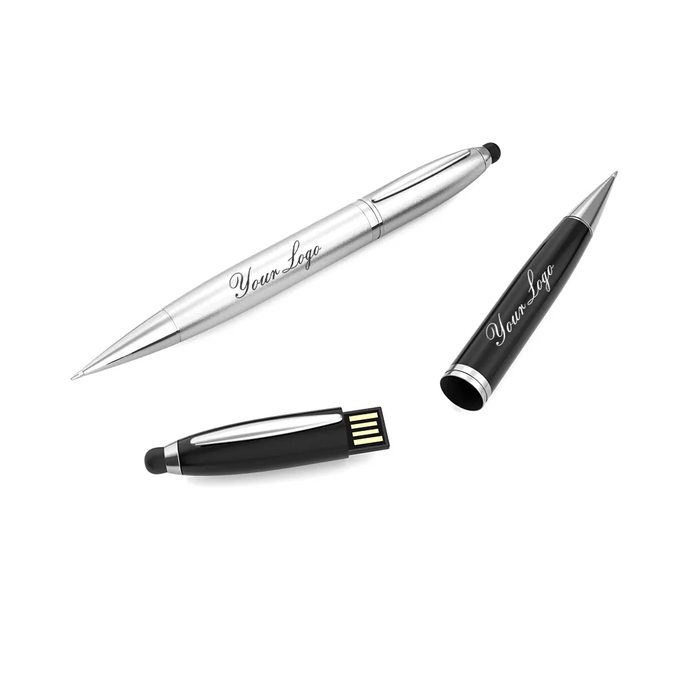 Creative gift printable Engraved metal memoria usb stick 4gb 8gb 32gb black pen with usb