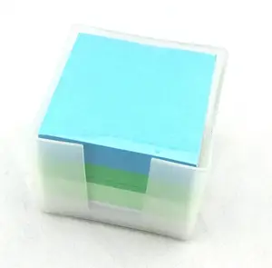 Fabriek Aangepaste Print Logo Met Plastic Doos Memo Pad Kubus Notepad Papier Note Cube