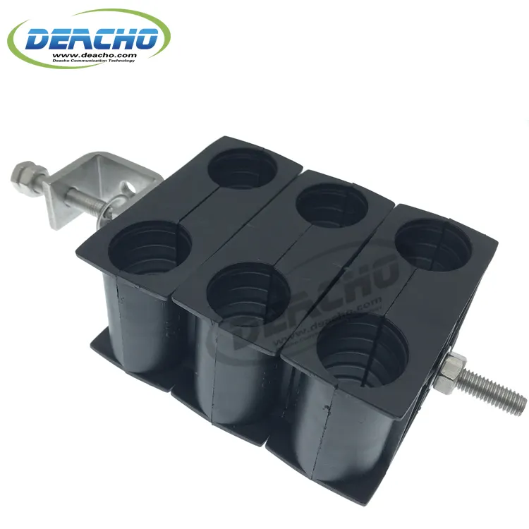 Cabo Coaxial suporte gancho para 7/8 "cabo alimentador RF, furo duplo por pilha, clip de fixação na torre sem fio