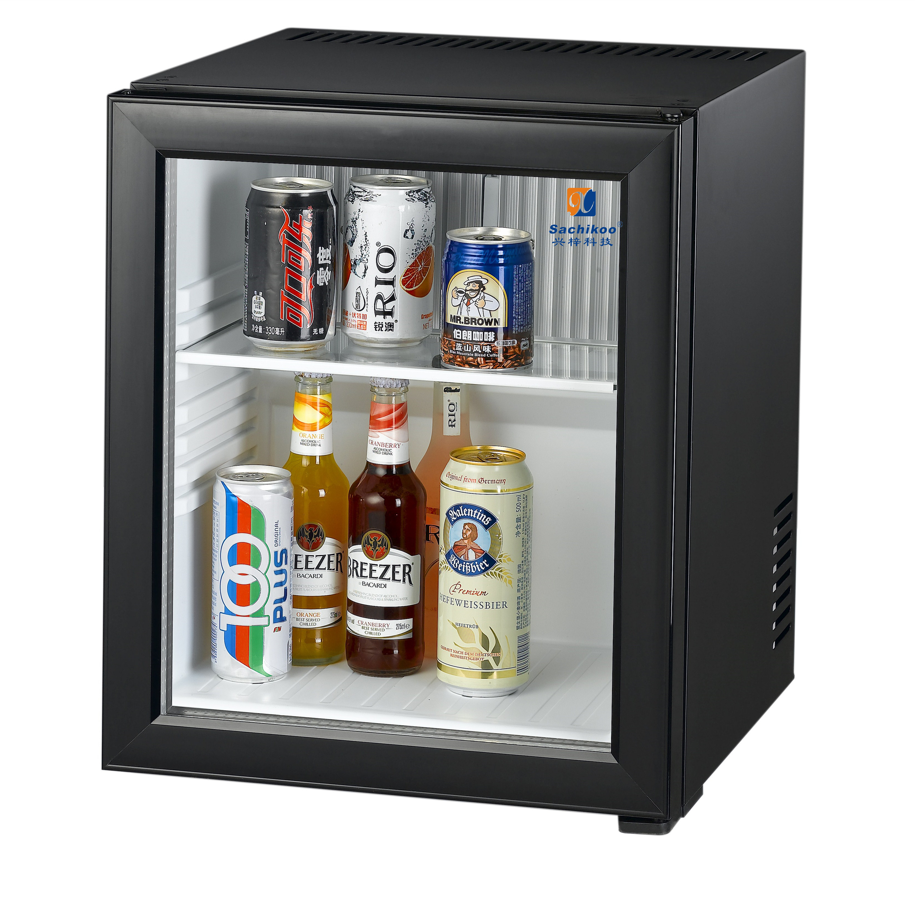 30Lコンパクトステンレス製ホテル冷蔵庫 ポータブルミニバー冷蔵庫