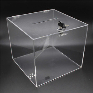Tùy Chỉnh Quảng Trường Rõ Ràng Lucky Draw <span class=keywords><strong>Box</strong></span> Acrylic Lá Phiếu Bộ Sưu Tập Hộp Tiền Hộp Lưu Trữ - Product Image 3