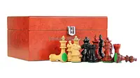 Madrid Tres Corone Series Ivory Giant Chess Set with Leather Box
