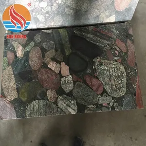 Pabrik Pasokan Granit Lembaran Shangdong Warna Mutiara Pelangi Batu untuk Melapisi Jalan Ubin