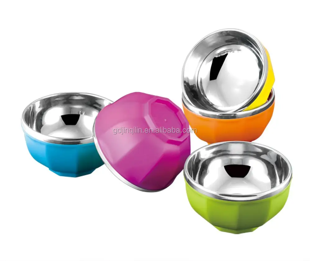 high quality plastic shell stainless steel salad color changing bowl with good material