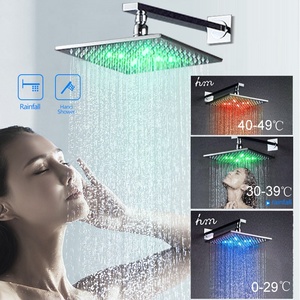 Mitigeur haute pression, bain mitigeur chaud et froid, douche de pluie LED en laiton - Product Image 3