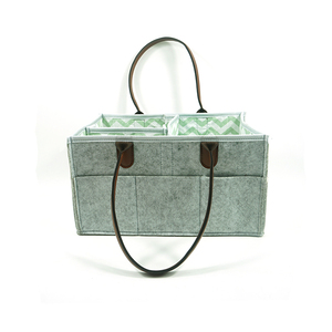 Portátil fácil limpieza bebé pañal carrito colgante tela sentía bolsa de <span class=keywords><strong>pañales</strong></span> organizador con correa de cuero - Product Image 1
