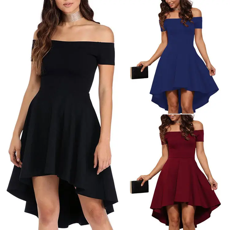 hot selling off shoulder midi evening women young girl A full swallowtail dress