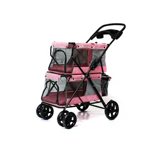 4 wielen opvouwbare huisdier wandelwagen dubbele hond huisdier wandelwagen stijlvol en duurzaam pet kinderwagens