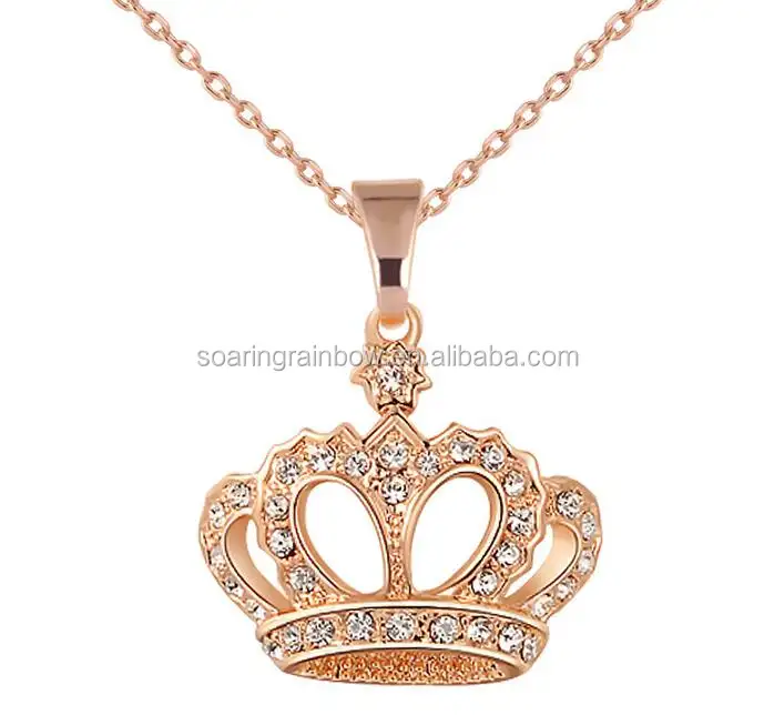 Lusso regina principessa corona collana in oro e argento placcato nichel libero