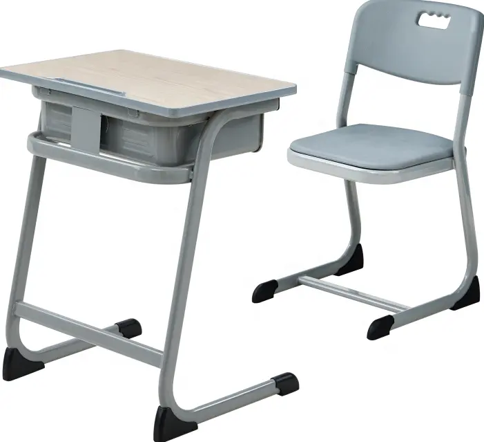 Mesa y silla de metal MDF para estudiantes, cómoda y moderna, de acero, muebles escolares, fabricante de equipos