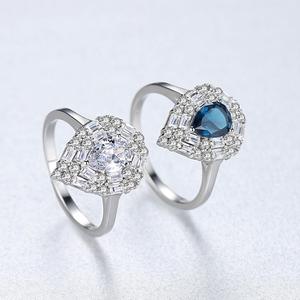 Czcity anel de prata banhado a ouro, <span class=keywords><strong>sapphire</strong></span> noivado pedra preciosa 925 branco promessa s925