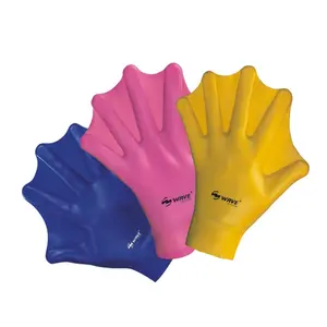 WAVE yellow silicone training small kids swim agility hand paddles images for swimming