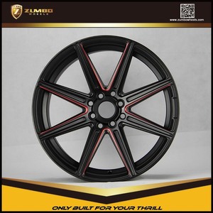ZUMBO S0027 17 "Semi Mate Negro Molino Habló + Recubrimiento De Aluminio Llantas de Aleación de Coche Rojo - Product Image 1