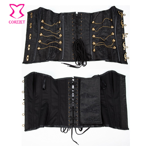 Corzzet dispone di Commercio All'ingrosso In Acciaio Nero Disossato Steampunk Overbust Corsetto Vita Che Dimagrisce Più Il Corsetto di Formato Per Le Donne di Cosplay Outfit - Product Image 4