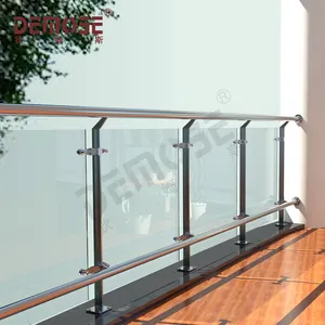Màn hình cảm hiện đại lan can cầu thang bằng gỗ với thủy tinh cho học văn phòng