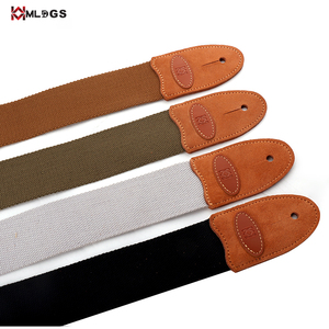 <span class=keywords><strong>Guitar</strong></span> Strap 100% Cotone Morbido e Pelle Finisce Chitarra Tracolla