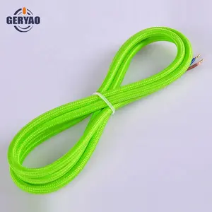 Wholesale apple green cotton coated power cord braided, textile plaited power cord