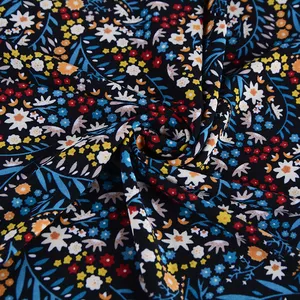 Tissu tricoté élastique en polyester avec imprimé floral, étoffe de qualité supérieure 210gsm pour vêtements à la mode coréenne