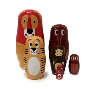 Grosir boneka kustom Rusia Matryoshka mainan promosi tradisional dilukis tangan kayu boneka bersarang Rusia untuk hadiah