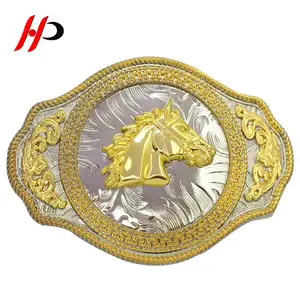 Fibbia per Cintura Personalizzata, Produttore di Fibbie 3D in Ottone Dorato, Logo in Rilievo di Lusso, Stile Cowboy Western per Uomo - Product Image 1