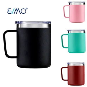 fincan erkek kolu Suppliers-12 oz kahve kupa vakum yalıtımlı paslanmaz çelik bardak kapaklı bardak kolu hediyeler erkekler kadınlar için mükemmel ev kamp için