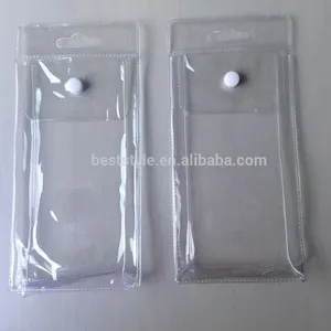 Kelebek delikli şeffaf pvc plastik torba snap düğmesi ile