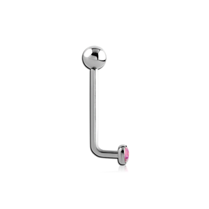 Joyería para <span class=keywords><strong>Piercing</strong></span> <span class=keywords><strong>Christina</strong></span> de Titanio 14G con Rosca Interna, Barra en Forma de L con Cabujón de Ópalo Engastado - Product Image 4
