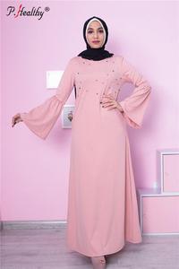 Abito a maniche lunghe alla moda musulmano manica a Pagoda elasticizzata di <span class=keywords><strong>grandi</strong></span> dimensioni con abito Abaya di perle - Product Image 5