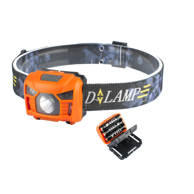 Lightweight 3AAA Dry Battery Headlamp With Motion Sensor and Red Light