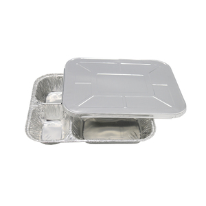 Disposable 4-Compartment Aluminum <strong>Foil</strong> <strong>Containers</strong> Divided Rectangular Takeout Food and Baking Tray Cover - Product Image 1