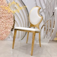 Chaises de salle à manger en acier inoxydable en forme de pomme avec galvanoplastie à dos laser doré pour mariages et salons pour hôtels