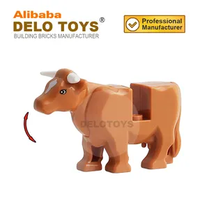 DELO TOYS Plastic toy New dairy Cattle / Buffalo / Cow with movable head Building bricks blocks Animal Toy for children (DX005)