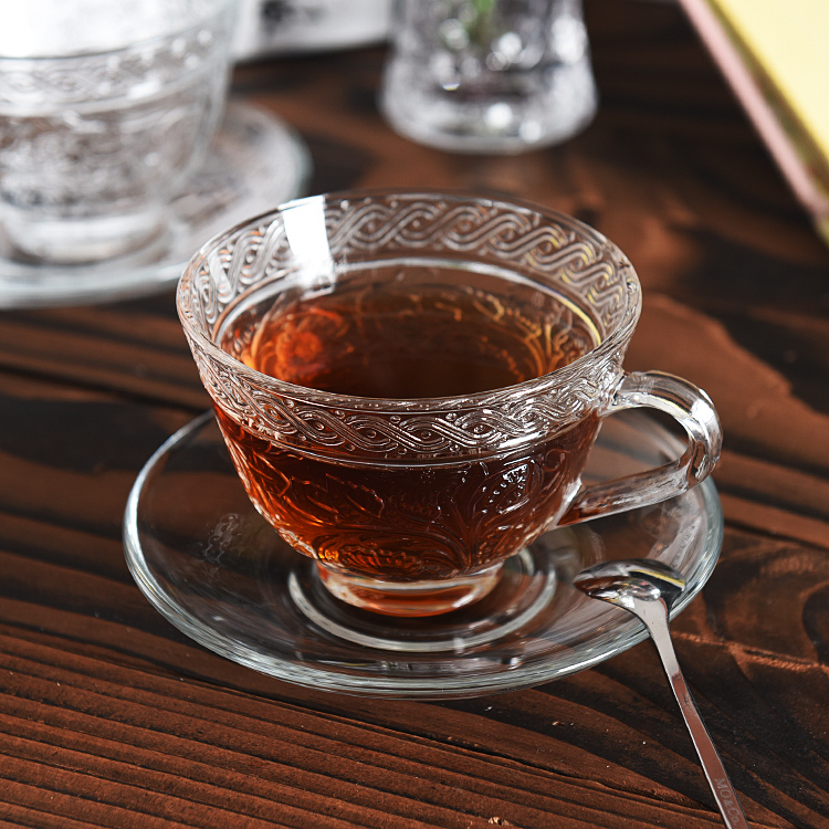 Wholesale Custom China glass tea cup and saucer set