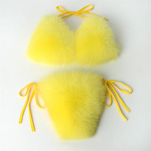 Colorful fox <strong>Fur</strong> Bra <strong>Sexy</strong> <strong>Fur</strong> Lined Bra for Girls Wholesale Lastst Fashion <strong>Fur</strong> Bra Dropship Bikini Summer Beach Women Bikini