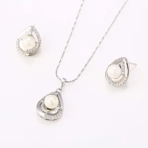 62283 Xuping latest design rhodium color beads jewelry set