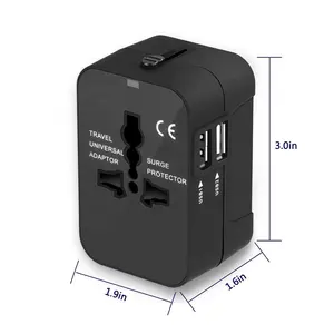 International Travel Adapter, All in One Universal Power Adapter 2 USB Travel Charger Adapter Plug