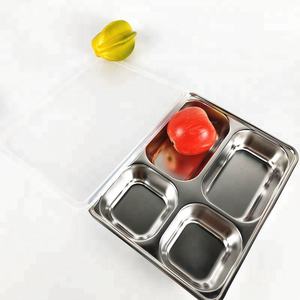 4 Ngăn Bệnh Viện Thực Phẩm Khay Thép Không Gỉ Sâu Thức Ăn Nhanh Khay Với Nắp Nhựa - Product Image 6