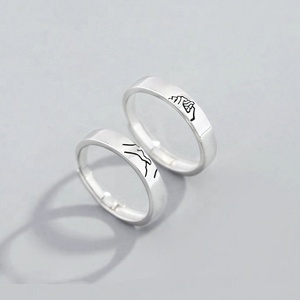 JUNLU-Conjunto <span class=keywords><strong>de</strong></span> anillos <span class=keywords><strong>de</strong></span> plata <span class=keywords><strong>de</strong></span> ley 925 con letras, joyería fina, diseño Original - Product Image 4